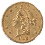 1858-S $20 Liberty NGC XF45 CAC