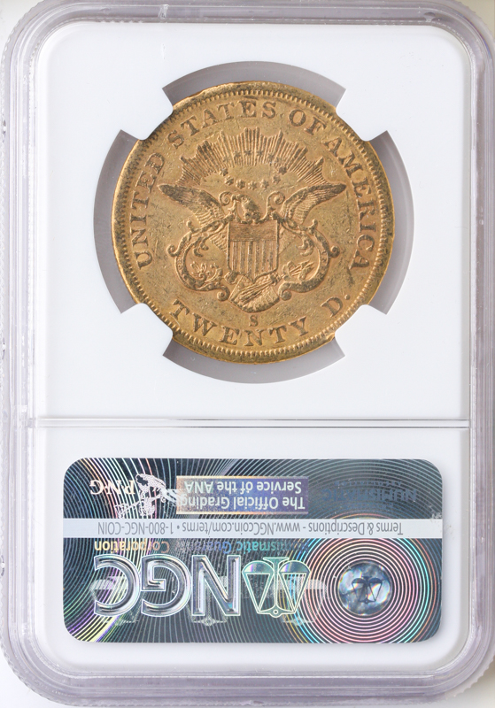 1858-S $20 Liberty NGC XF45 CAC