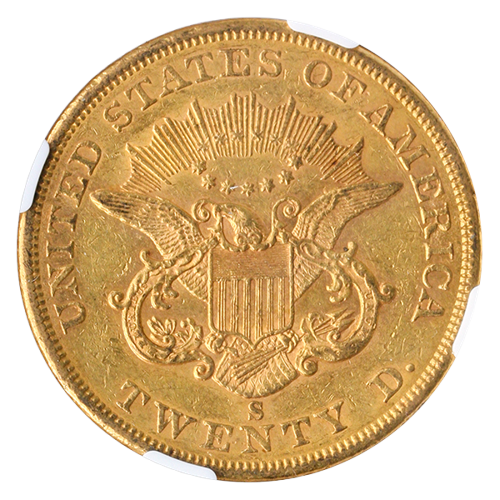 1862-S $20 Liberty NGC AU53 CAC + 1862-S $20 Liberty NGC AU53 CAC +