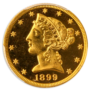 1899 $5 Liberty PCGS PR65+ Deep Cameo CAC