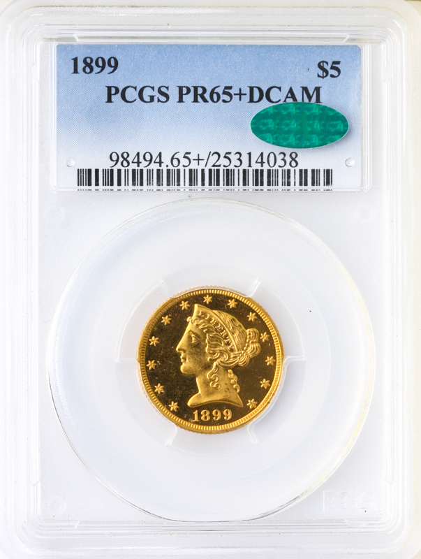1899 $5 Liberty PCGS PR65+ Deep Cameo CAC 1899 $5 Liberty PCGS PR65+ Deep Cameo CAC