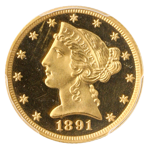 1891 $5 Liberty PCGS PR65 Deep Cameo CAC 1891 $5 Liberty PCGS PR65 Deep Cameo CAC