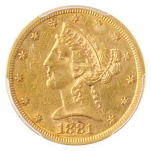 1881-CC $5 Liberty PCGS AU55 CAC