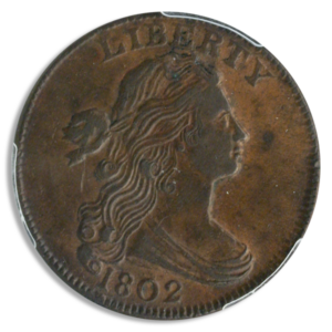 1802 Drpaed BUst Cent PCGS AU53 BN
