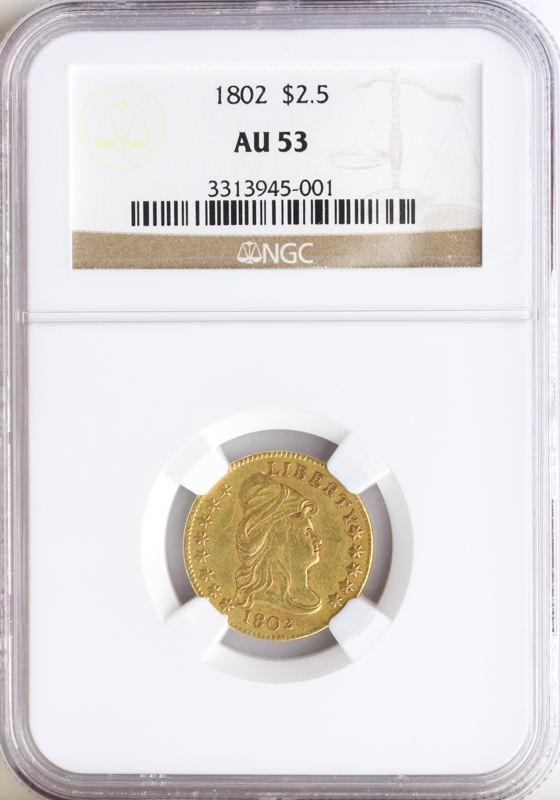 1802/1 $2.50 Draped Bust NGC AU53