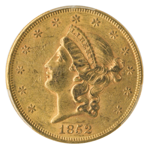 1852 $20 Liberty PCGS AU55 CAC