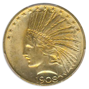 1908 $10 Indian With Motto PCGS MS64 CAC