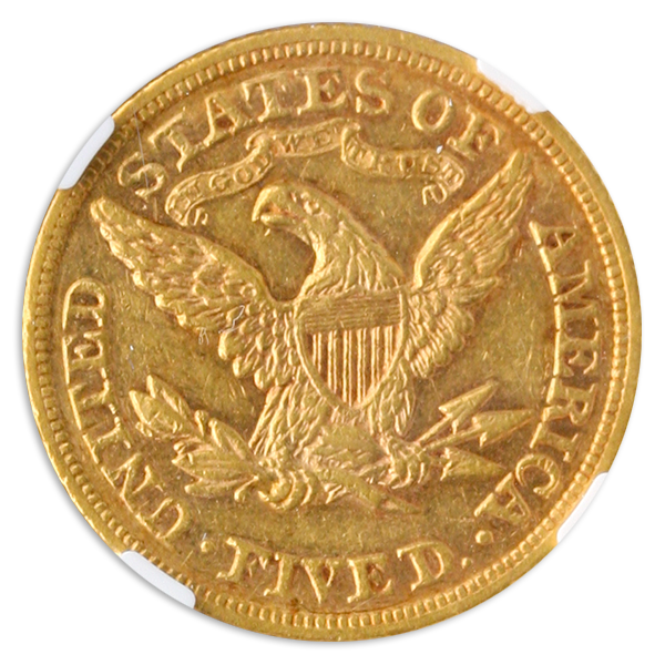 1867 $5 Liberty NGC AU53 CAC