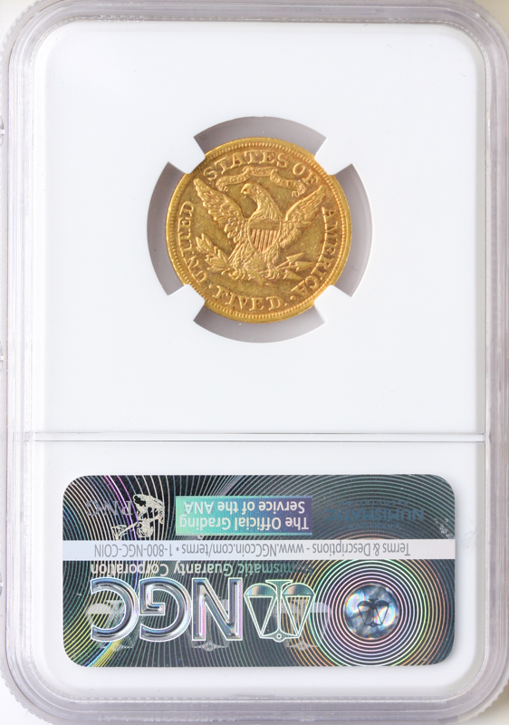 1867 $5 Liberty NGC AU53 CAC