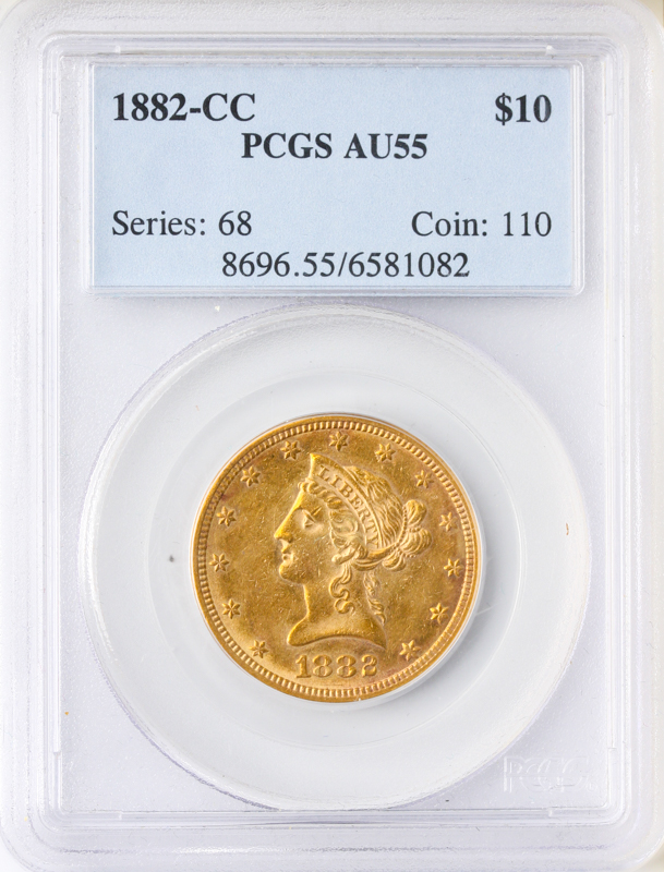 1882-CC $10 Liberty PCGS AU55