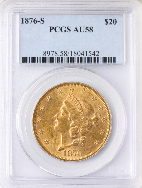 1876-S $20 Liberty PCGS AU58 1876-S $20 Liberty PCGS AU58