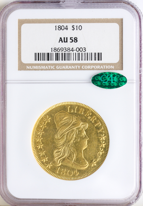 1804 $10 Draped Bust NGC AU58 CAC 1804 $10 Draped Bust NGC AU58 CAC