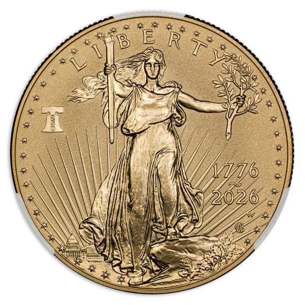 2026-W 1oz American Gold Eagle 250th Anniversary CACG MS70
