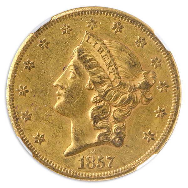 1857 $20 Liberty NGC AU55 CAC + 1857 $20 Liberty NGC AU55 CAC +