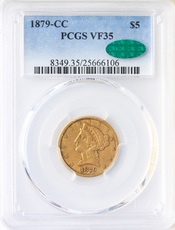1879-CC $5 Liberty PCGS VF35 CAC