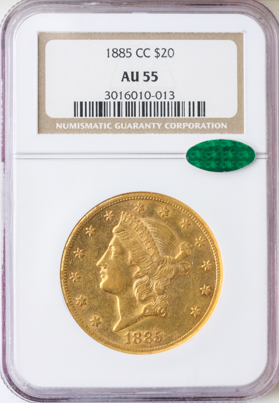 1885-CC $20 Liberty NGC AU55 CAC