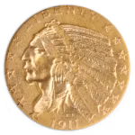 1911-D $5 Indian Gold Coin NGC About Uncirculated 53(AU53)