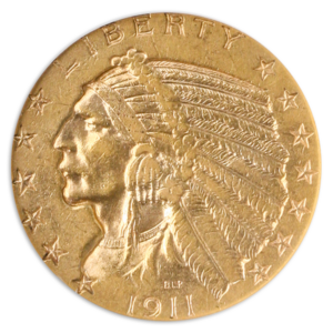 1911-D $5 Indian Gold Coin NGC About Uncirculated 53(AU53)