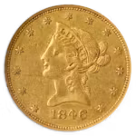 1846 $10 Liberty NGC AU3