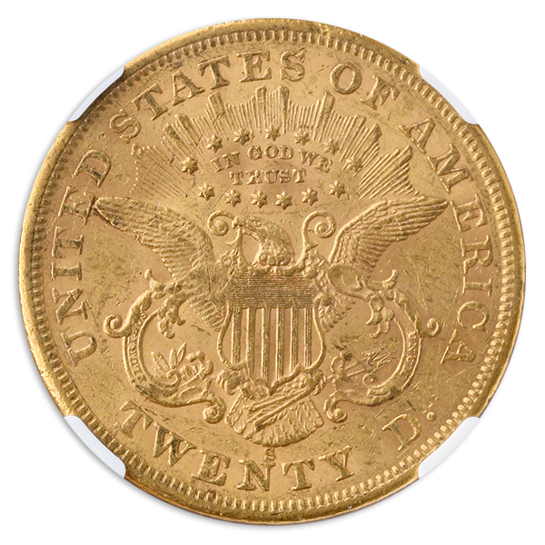1866-S $20 Liberty Motto NGC AU58 CAC