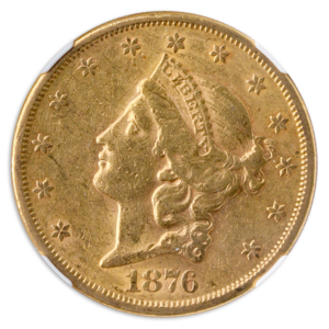 1876-S $20 Liberty NGC AU53 CAC