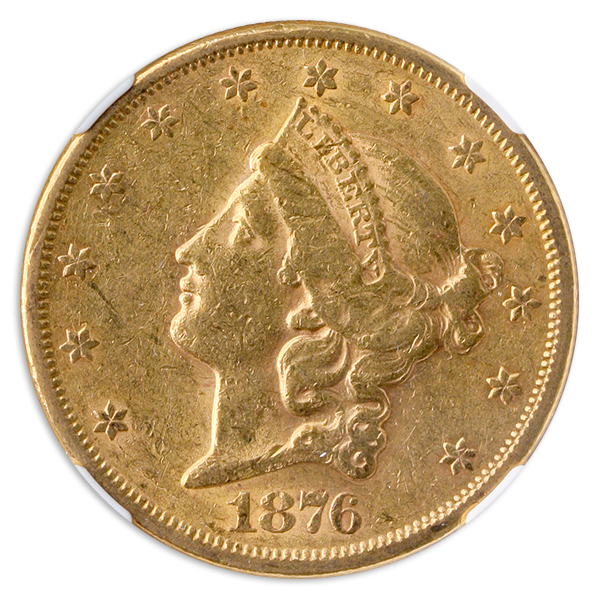 1876-S $20 Liberty NGC AU53 CAC 1876-S $20 Liberty NGC AU53 CAC