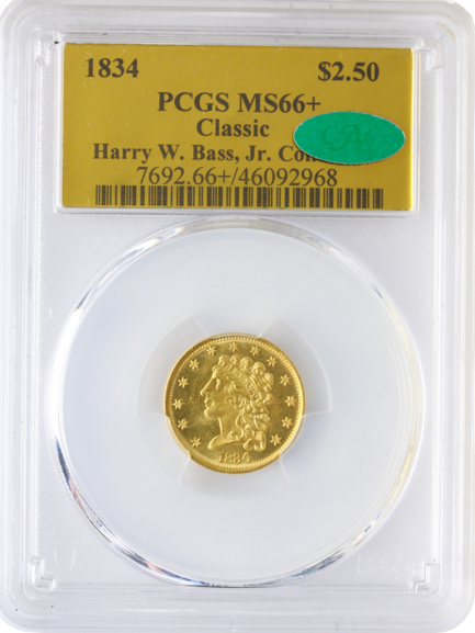 1834 $2.50 Classic PCGS MS66 CAC +