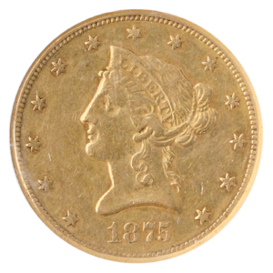 1875-CC $10 Liberty NGC AU50