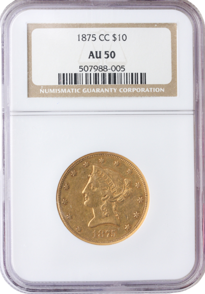 1875-CC $10 Liberty NGC AU50