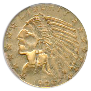 1909-O $5 Indian PCGS AU50 CAC
