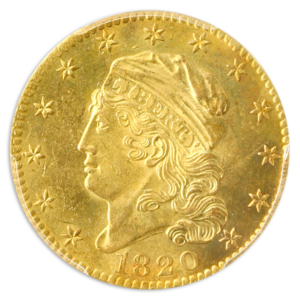 1820 $5 Capped Bust Square 2 PCGS MS63 CAC