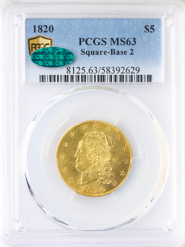 1820 $5 Capped Bust Square 2 PCGS MS63 CAC 1820 $5 Capped Bust Square 2 PCGS MS63 CAC