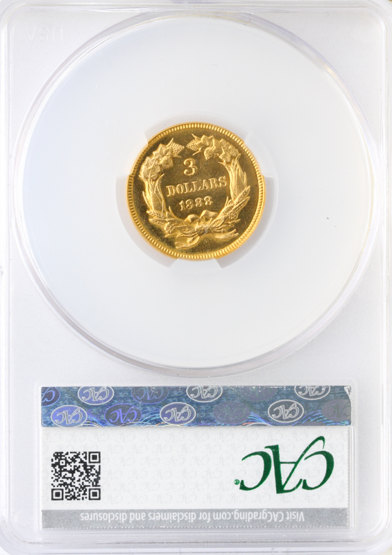 1888 $3 GOLD CACG PR66 CAMEO 1888 $3 GOLD CACG PR66 CAMEO