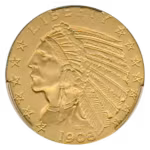 1908 $5 Indian CACG PR65