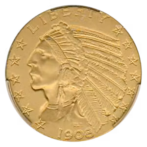 1908 $5 Indian CACG PR65