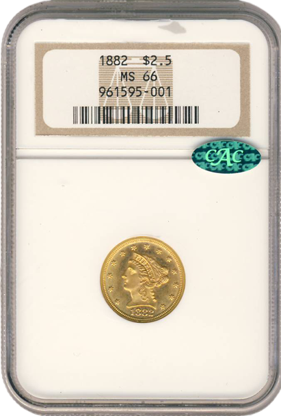 1882 $2.50 Liberty NGC MS66 CAC