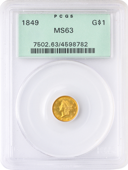 $1 GOLD 1849 TY1 PCGS $1 GOLD 1849 TY1 PCGS