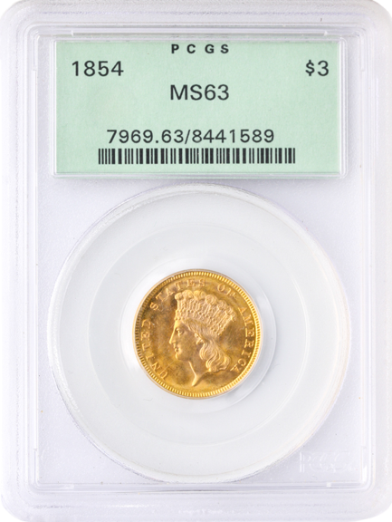 $3 GOLD 1854 PCGS $3 GOLD 1854 PCGS