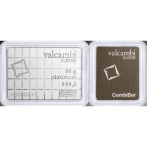 50 Gram Platinum Valcambi Combi Bar