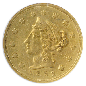 1852 $10 Wass Molitor Large Head NGC AU55