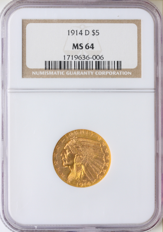 1914-D $5 Indian NGC MS64