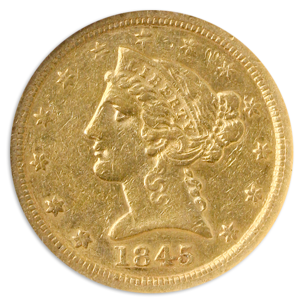 1845-O $5 Liberty NGC AU53 1845-O $5 Liberty NGC AU53