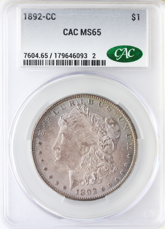 1892-CC Morgan $1 CACG MS65