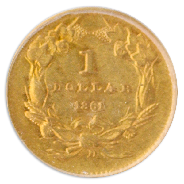 1861-D $1 Gold PCGS AU53 CAC 1861-D $1 Gold PCGS AU53 CAC