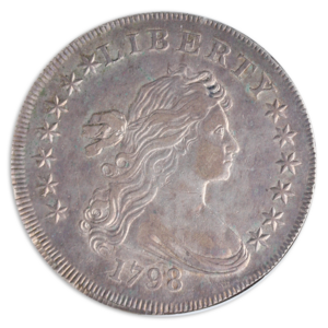 1798 Draped Bust $1 Pointed 9 Close Date  BB121 B-9 NGC AU55 CAC