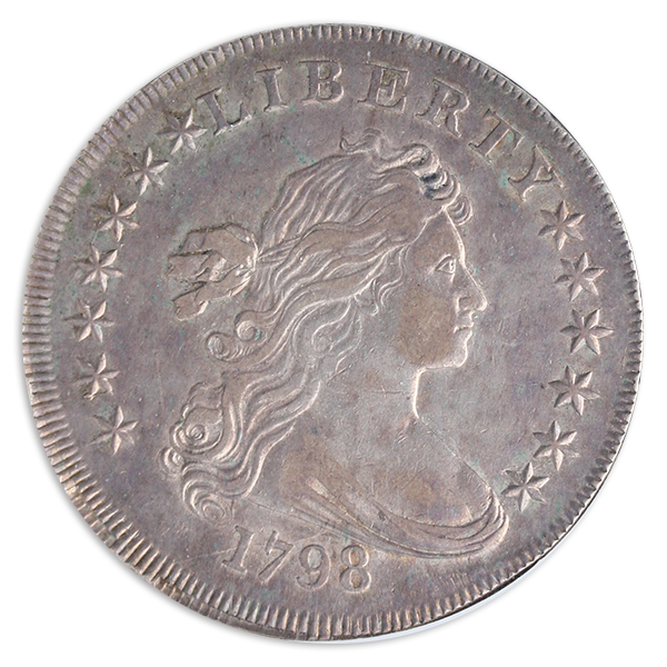 1798 Draped Bust $1 Pointed 9 Close Date BB121 B-9 NGC AU55 CAC 1798 Draped Bust $1 Pointed 9 Close Date BB121 B-9 NGC AU55 CAC