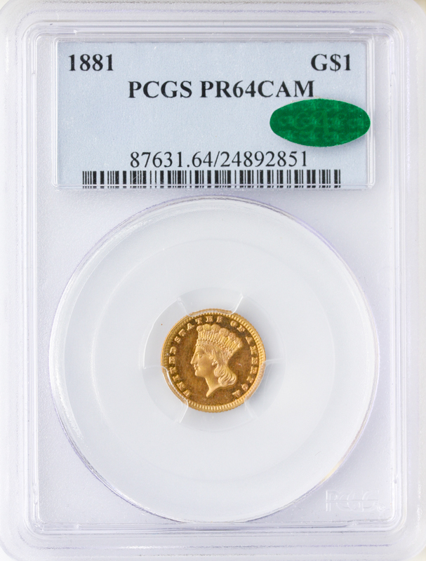 1881 $1 Gold Type III PCGS PR64 CAMEO CAC 1881 $1 Gold Type III PCGS PR64 CAMEO CAC