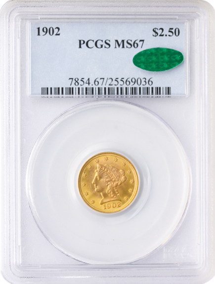 1902 $2 1/2 Liberty PCGS MS67 CAC