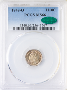 1848-O Seated Liberty Half Dime PCGS MS66 CAC