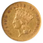 1861 $3 Indian Princess NGC XF45 CAC
